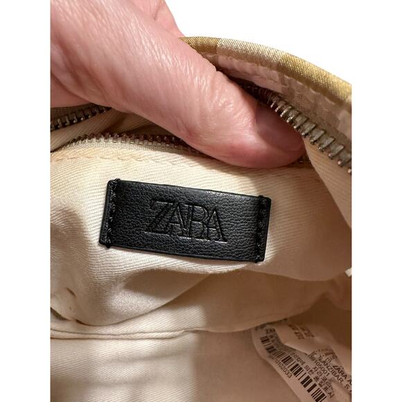 Zara Tan and White Gingham Small Shoulder Bag - Picture 4 of 6